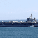 The U.S. aircraft carrier USS Theodore Roosevelt is seen leaving the Navy port of Yokosuka, near Tokyo, Monday, Oct. 19, 2026, to participate in the Keen Sword 27 exercise at an undisclosed location. (Kohei Tamai/Kyodo News via AP)