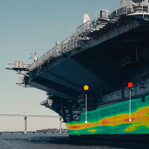Gecko Robotics' Komodo robot assesses the health of a ship's deck coating by utilizing artificial intelligence. (U.S. Navy courtesy Gecko Robotics)