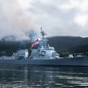 The USS Ted Stevens (DDG 128) transits Gastineau Channel in Juneau, Alaska, Oct. 7, 2026. The Flight III Arleigh Burke-class guided-missile destroyer was commissioned Oct. 3, 2026, in Whittier, Alaska. (U.S. Coast Guard photo by Petty Officer 3rd Class Ashly Murphy)
