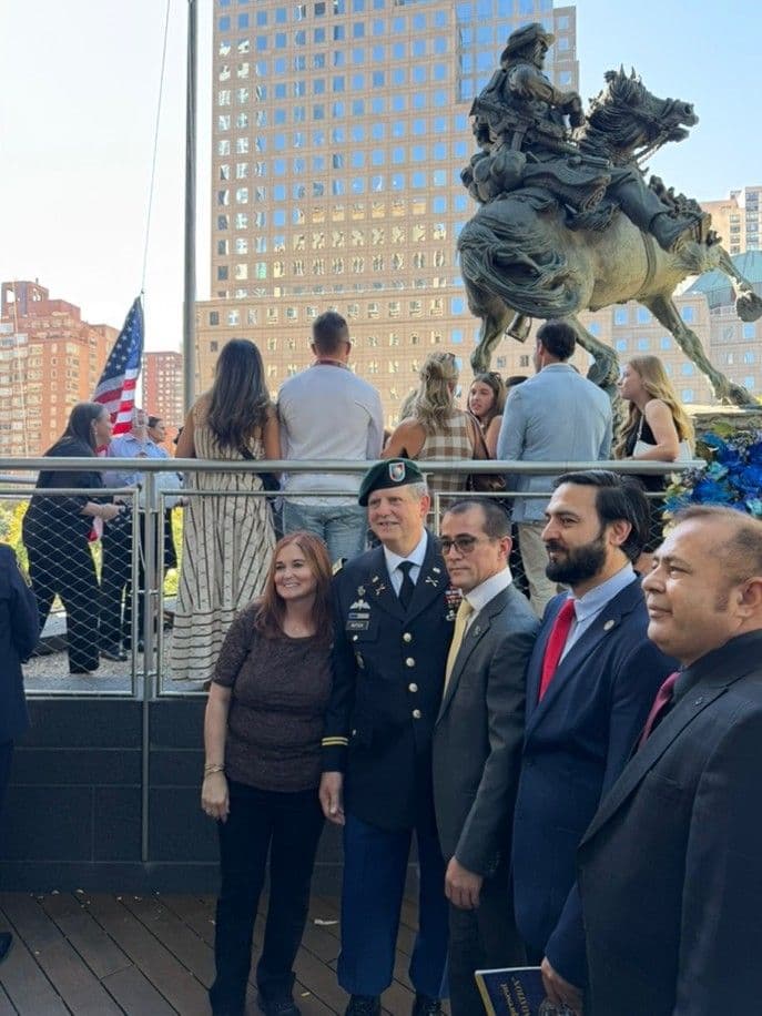Green Beret families and Uzbeks at The America’s Response Statue NYC.