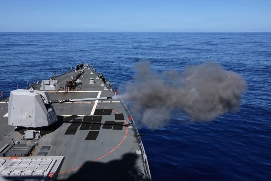 PACIFIC OCEAN (Sept. 11, 2026) Arleigh Burke-class guided-missile destroyer USS Carl M. Levin (DDG 120), fires the Mark 45 5-inch gun during a live fire training exercise in the Pacific Ocean, Sept. 11, 2026. An integral part of U.S. Pacific Fleet, U.S. 3rd Fleet operates naval forces in the Indo-Pacific and provides the realistic, relevant training necessary to execute the U.S. Navy’s role across the full spectrum of military operations. U.S. 3rd Fleet works together with our allies and partners to advance freedom of navigation, the rule of law, and other principals that underpin security for the Indo-Pacific region. (U.S. Navy photo by Mass Communication Specialist 2nd Class Isabelle Dial)
