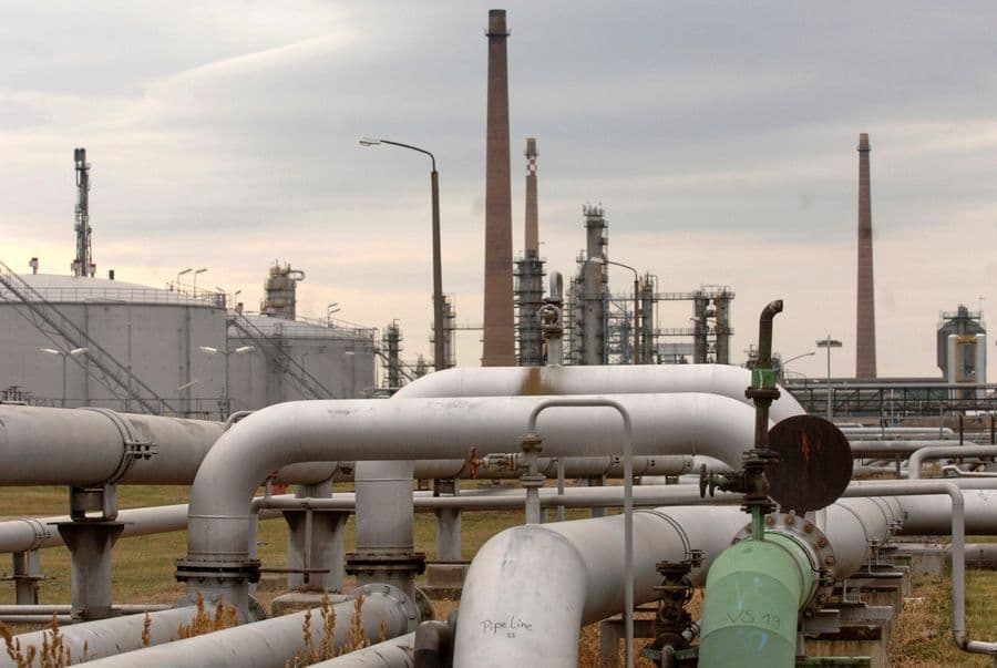 FILE - A general view of a pumping station at the end of the Druzhba oil pipeline in the east German refinery PCK in Schwedt, Jan. 10, 2007. (AP Photo/Sven Kaestner, File)