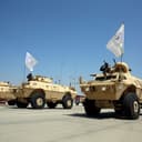 Taliban Military Vehicles are display during a military parade to mark the third anniversary of the withdrawal of U.S.-led troops from Afghanistan, in Bagram Air Base in the Parwan Province of Afghanistan, Wednesday, Aug. 14, 2024. (AP Photo/Siddiqullah Alizai)