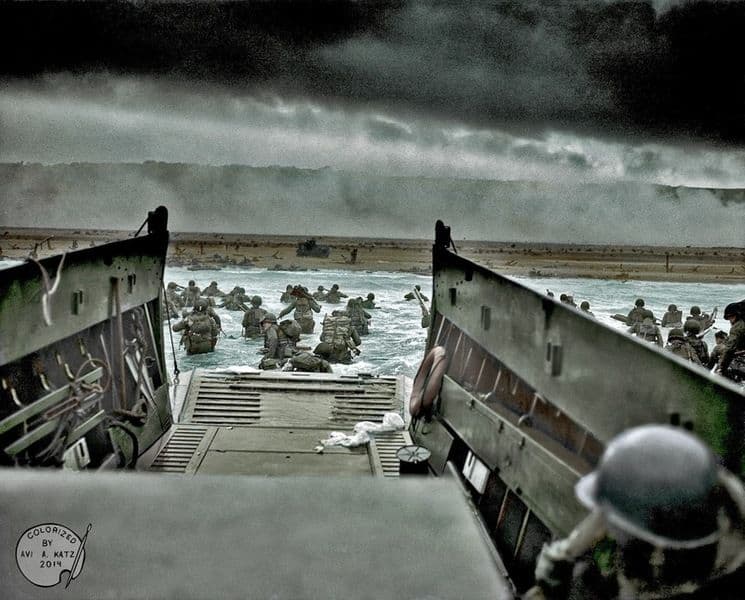 Into the Jaws of Death. June 6 1944, D-Day colorized.