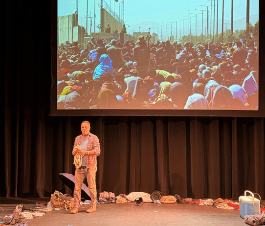 Scott Mann performing his riveting one man play about his efforts to save his abandoned Afghan friends “11 Days.”