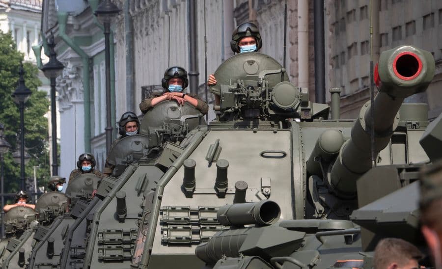 Virus Outbreak Russia Parade Rehearsal